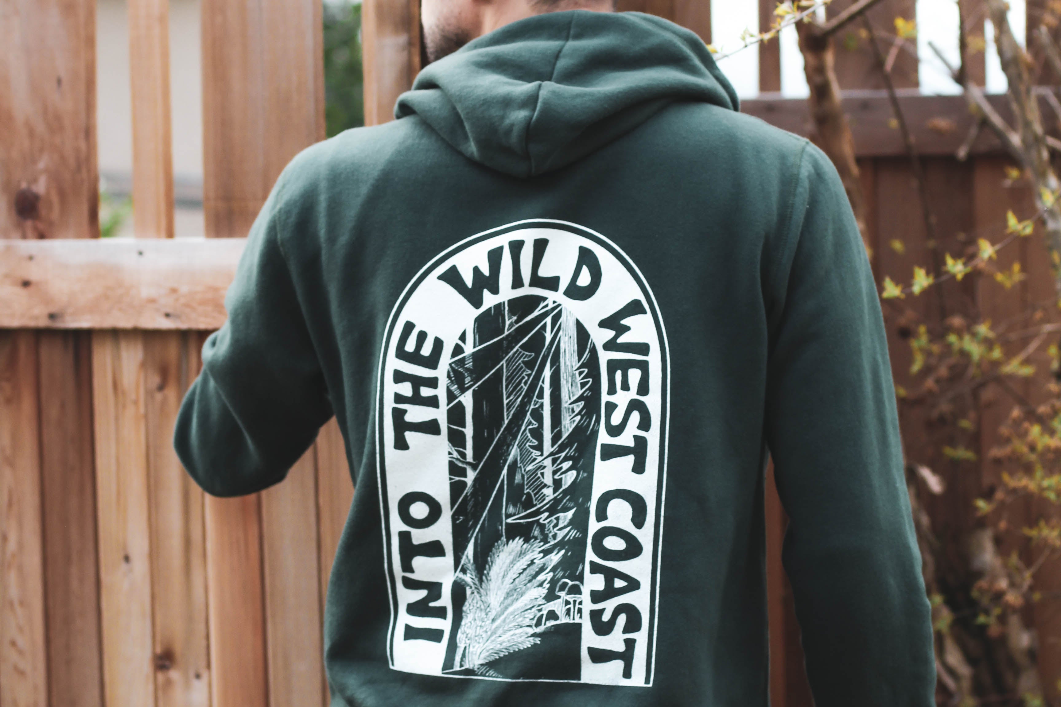 WILD WEST COAST Unisex Zip Up Eco Hoodie - Forest Green back