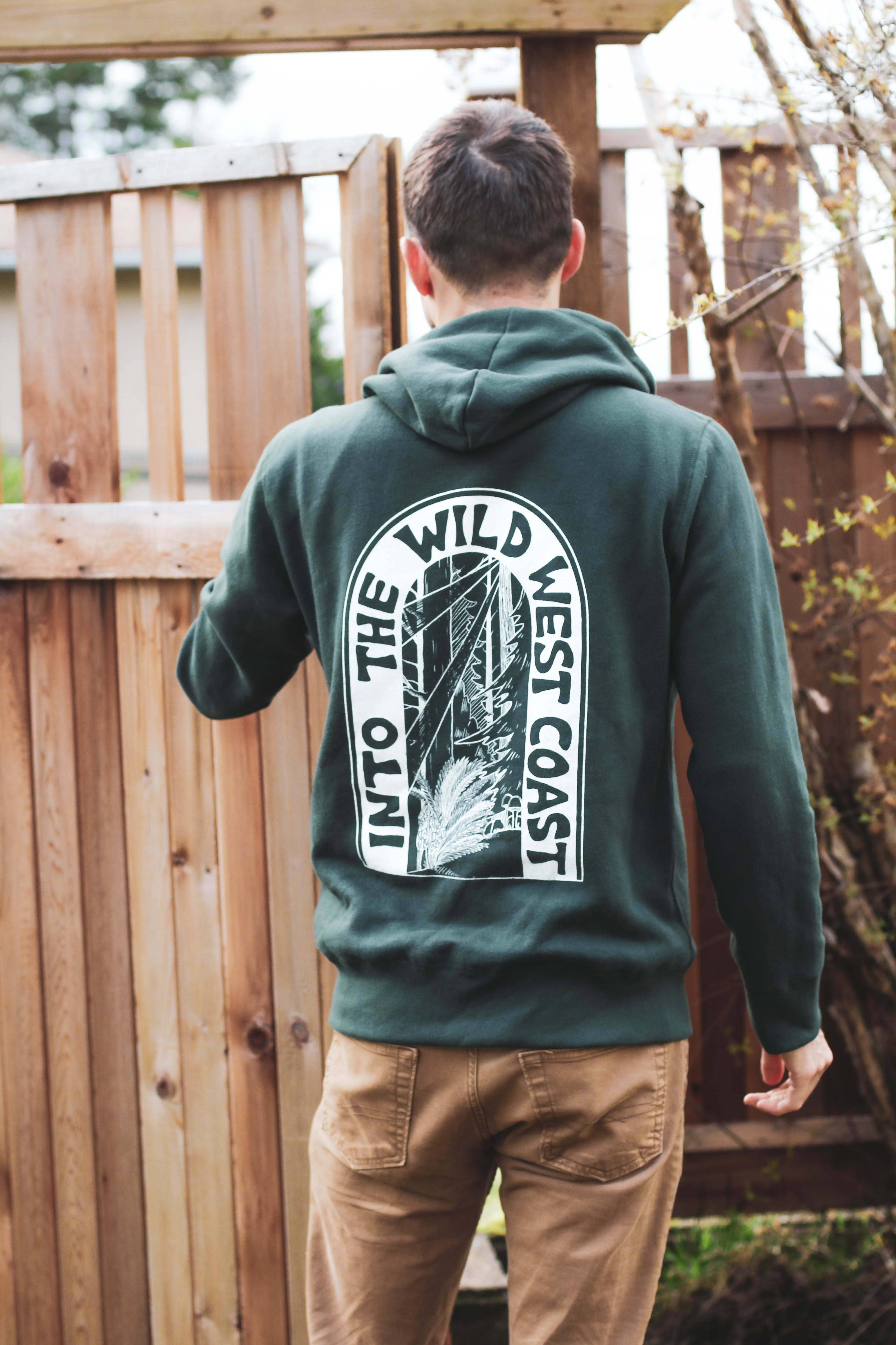 WILD WEST COAST Unisex Zip Up Eco Hoodie - Forest Green detail 2