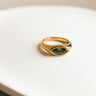 Signet Ring – La Okia, Olive Zircon & 18K Gold-Plated Steel | HoraceJewelry