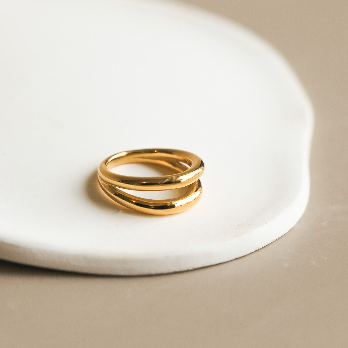 Double-Band Ring – La Palua, 18K Gold-Plated Steel | HoraceJewelry