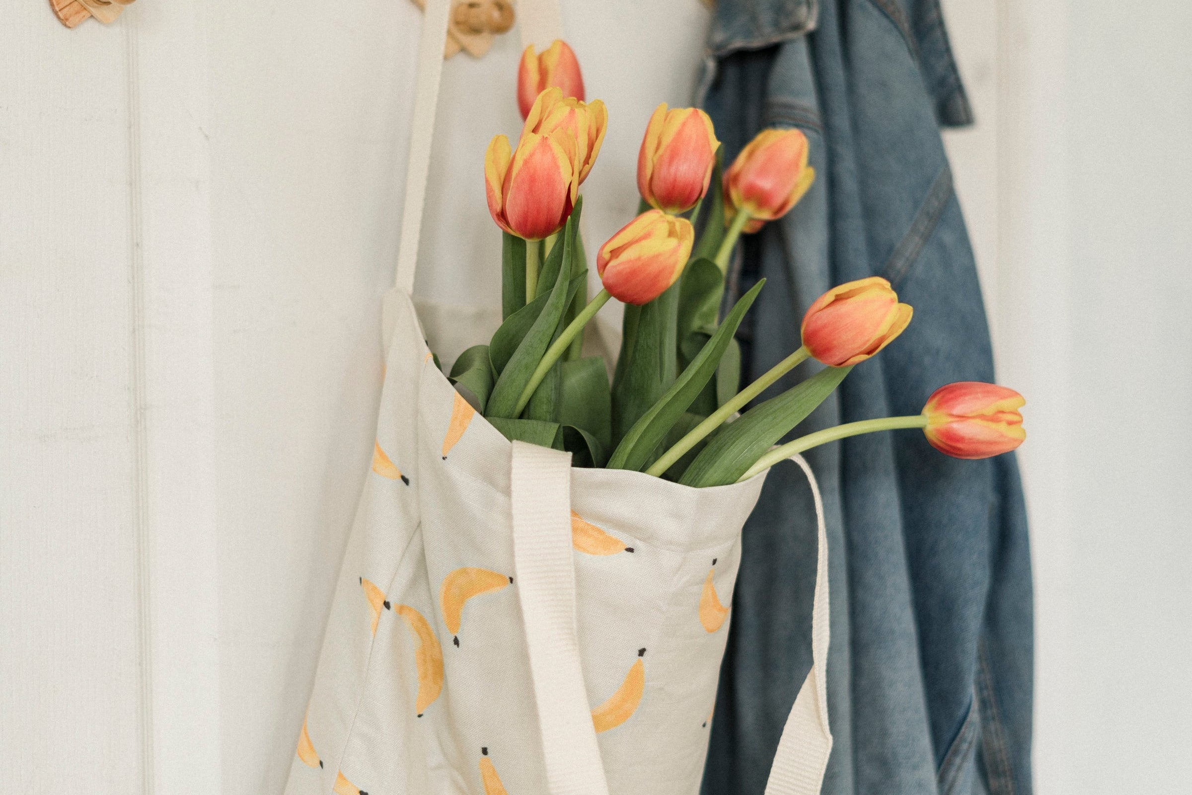 Tote Bag – Bananas Linen & Cotton Canvas | Freon Collective with flowers