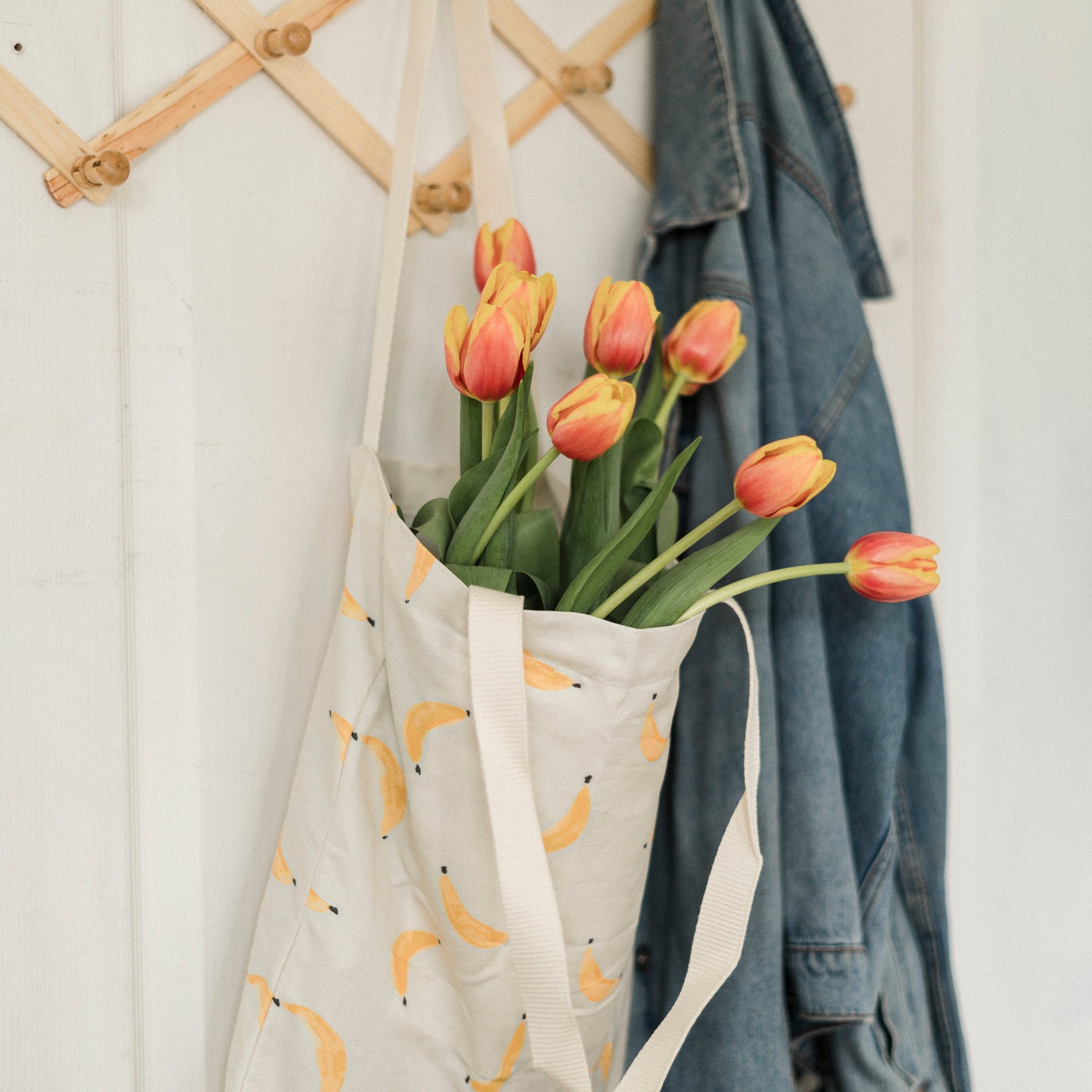 Tote Bag – Bananas Linen & Cotton Canvas | Freon Collective with flowers
