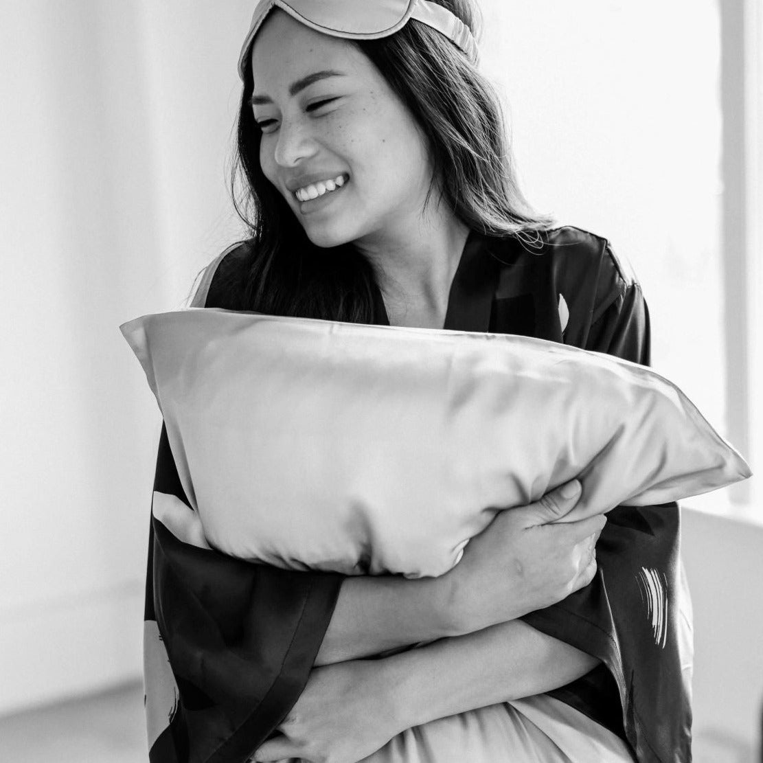 The Paradise Pillowcase and eye mask in silk