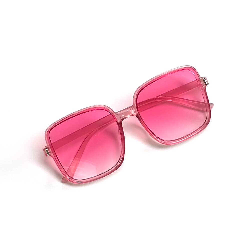 Katie Women's Oversized Square Sunglasses Transparent Pink folded front