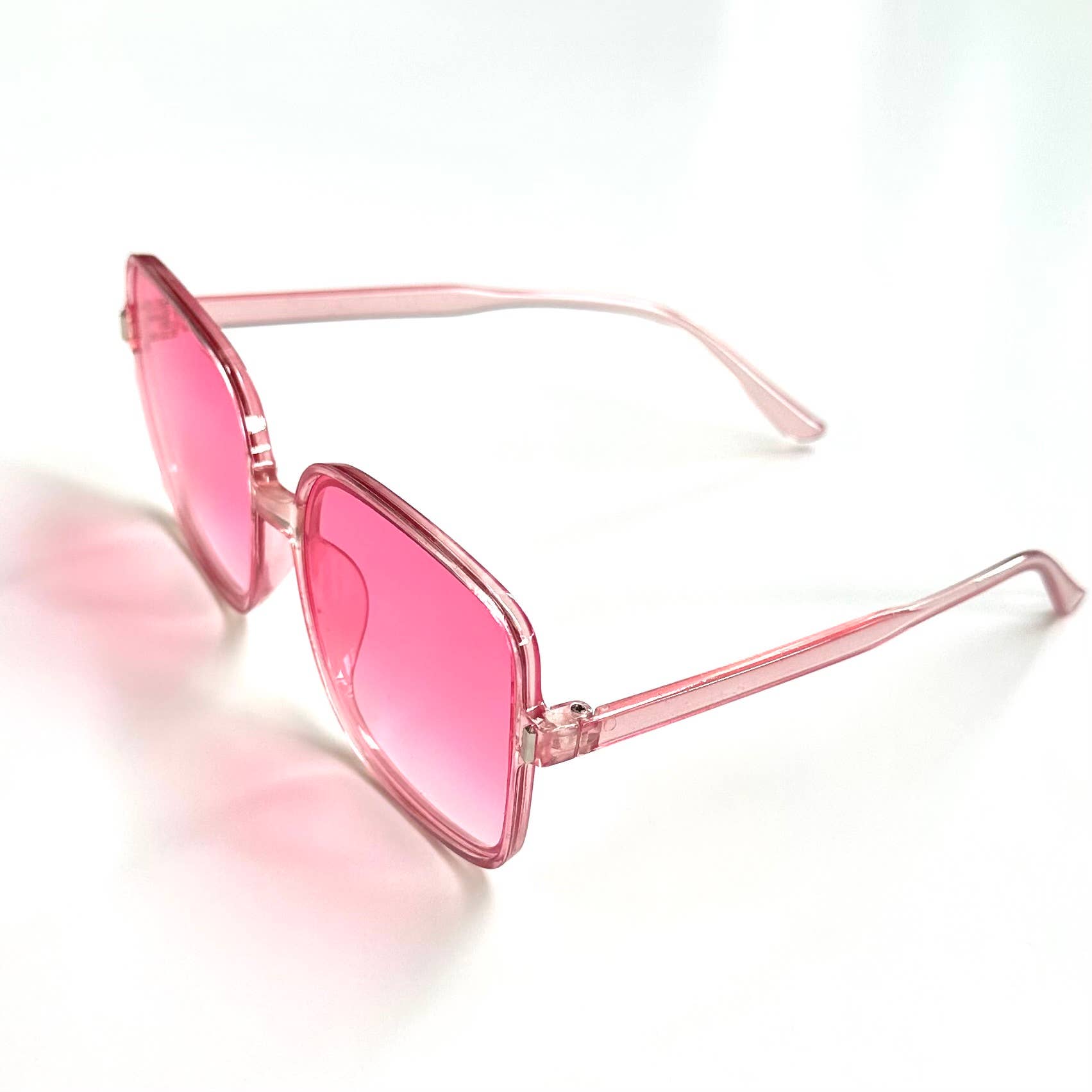 Katie Women's Oversized Square Sunglasses Transparent Pink side
