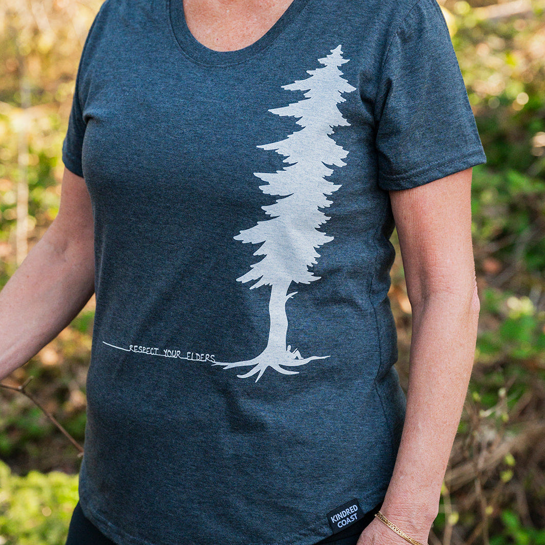 ELDERS - Women's Eco Tee blue Kindred Coast detail