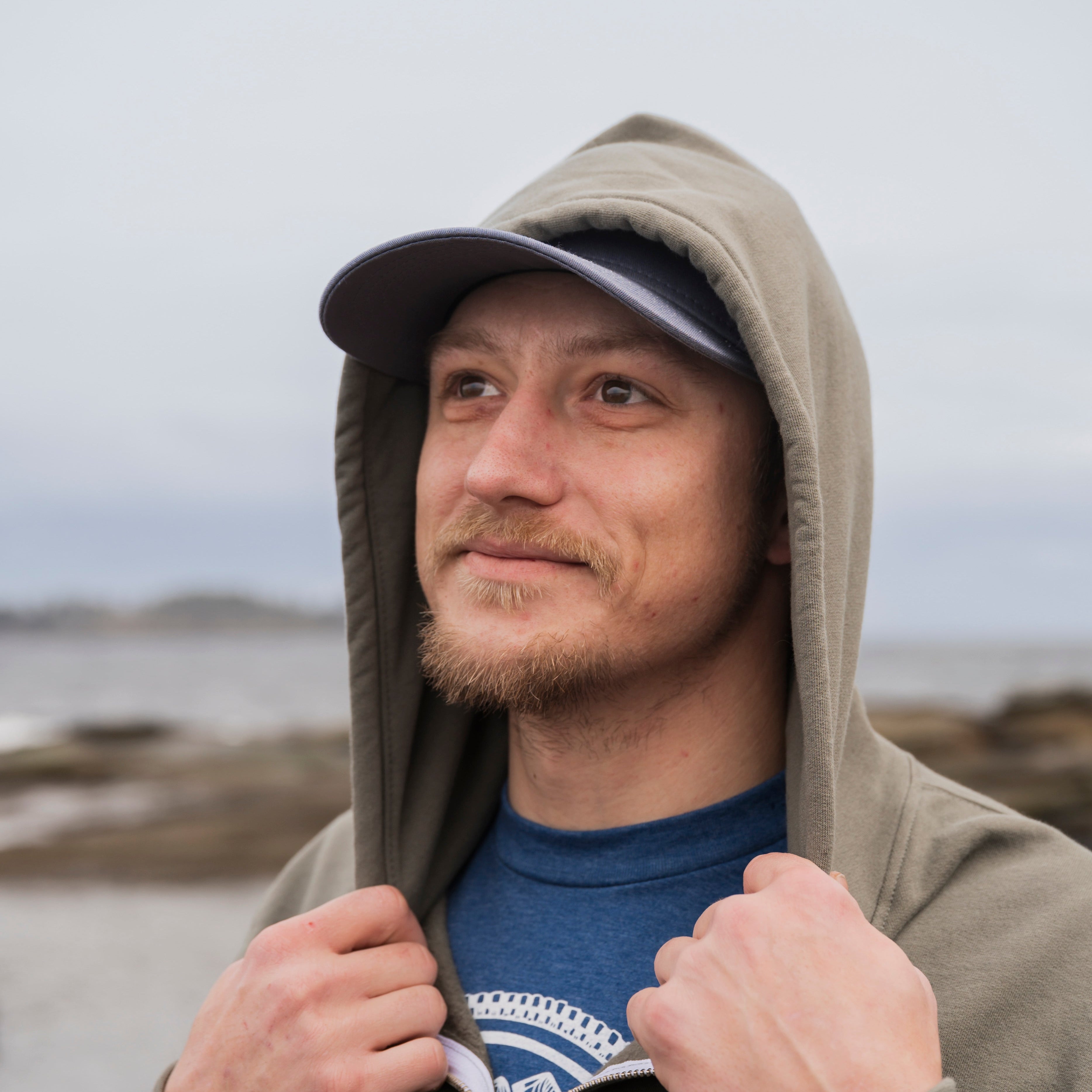 Zip Up Organic Cotton Hoodie- Blank Apparel  - Sage Kindred Coast Hood