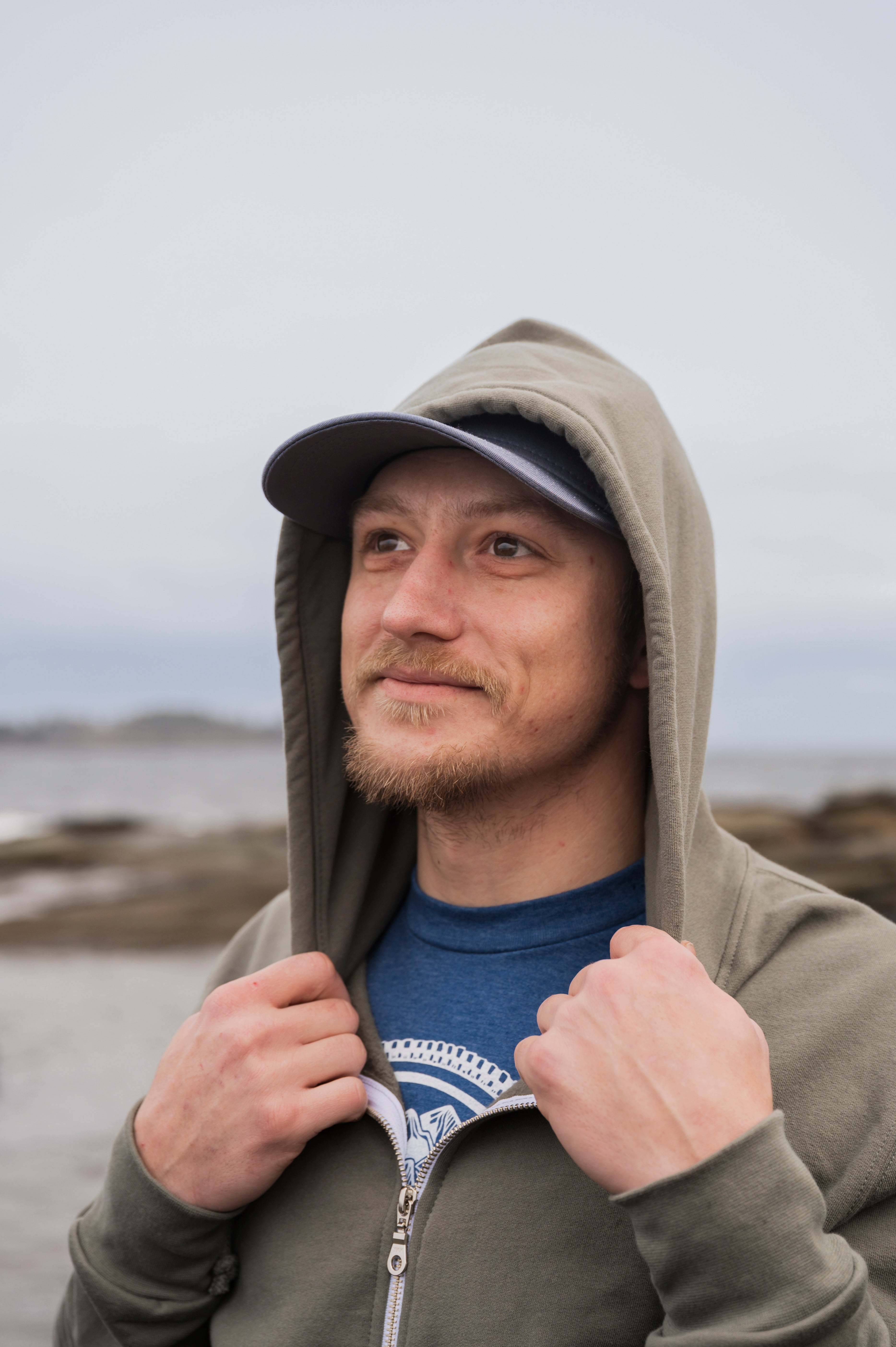 Zip Up Organic Cotton Hoodie- Blank Apparel  - Sage Kindred Coast Hood