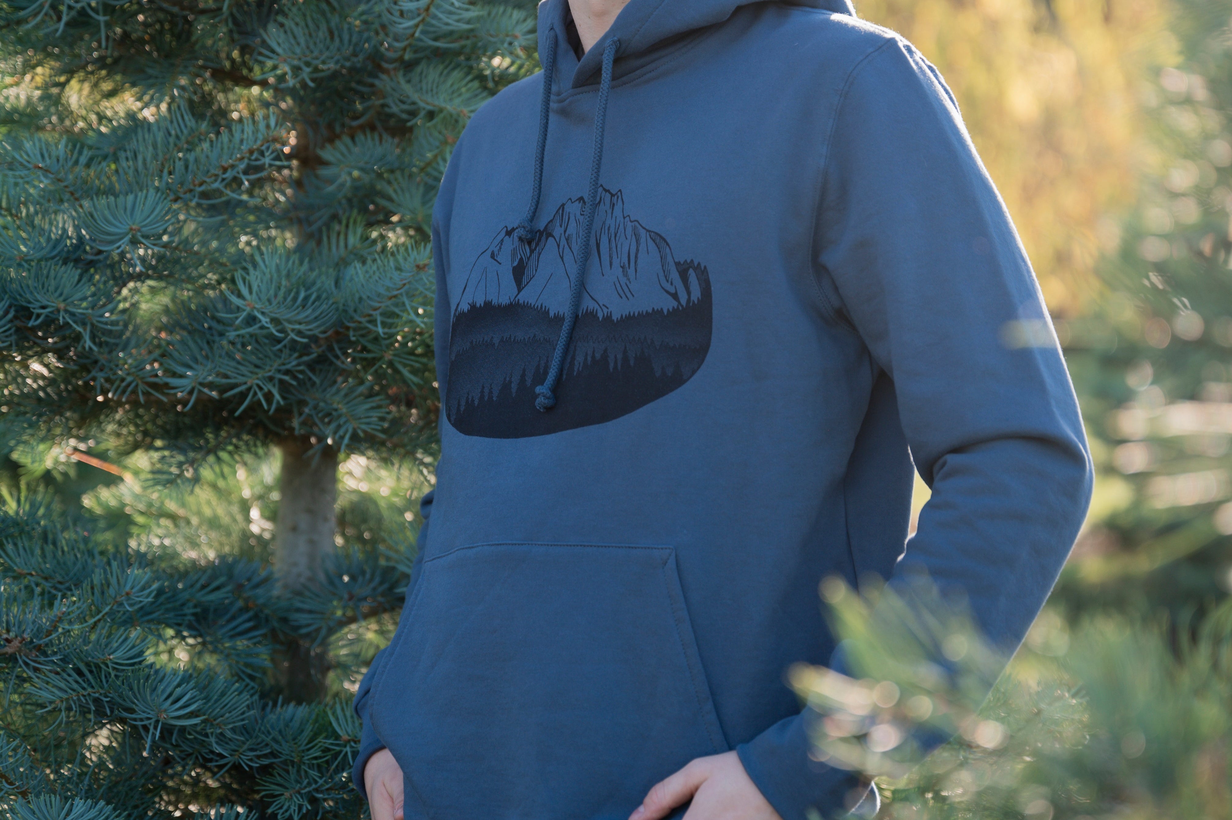 FLOATING ISLAND - Unisex Organic Cotton Hoodie Slate Blue front
