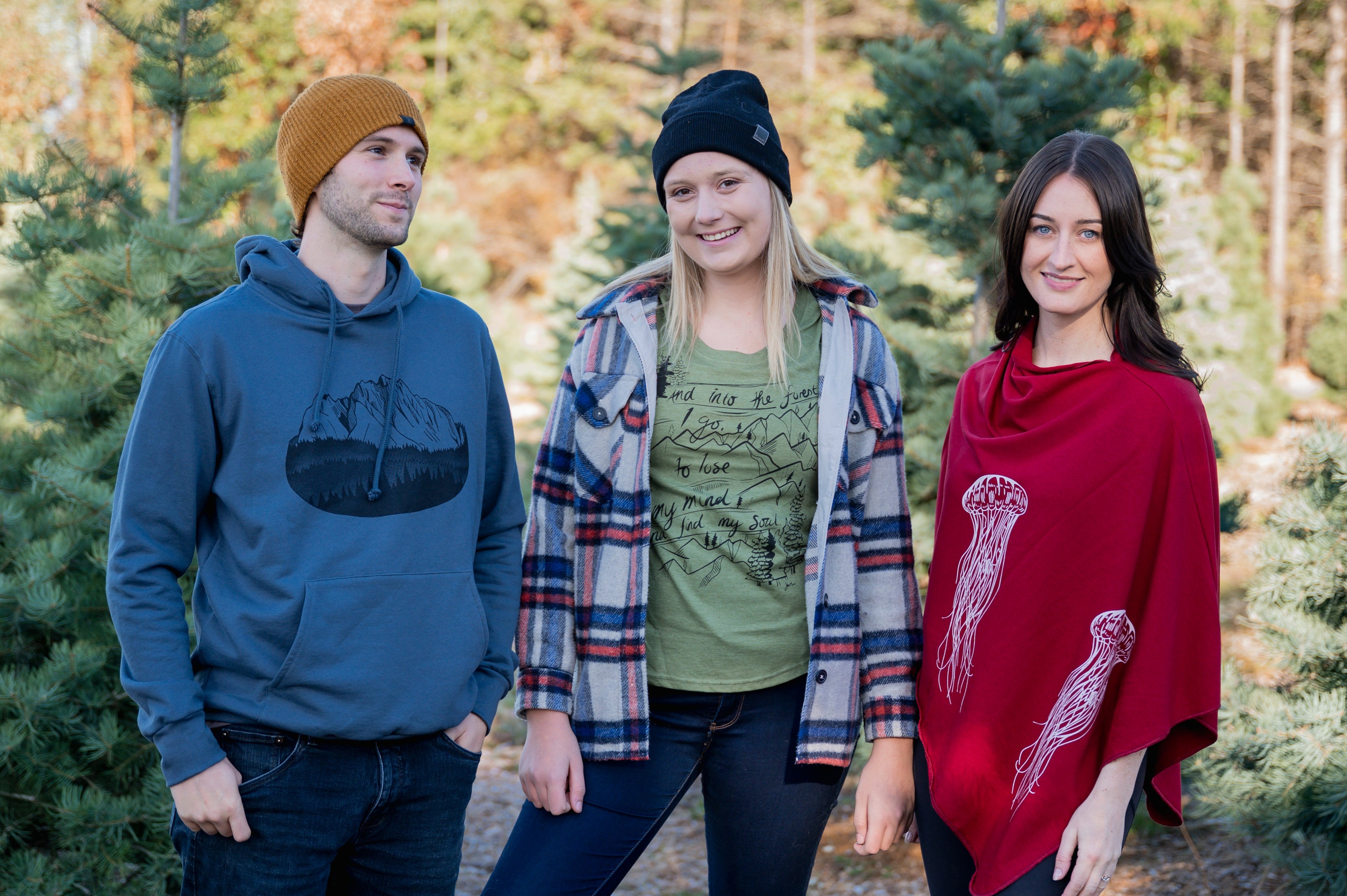 FLOATING ISLAND - Unisex Organic Cotton Hoodie Slate Blue group shot