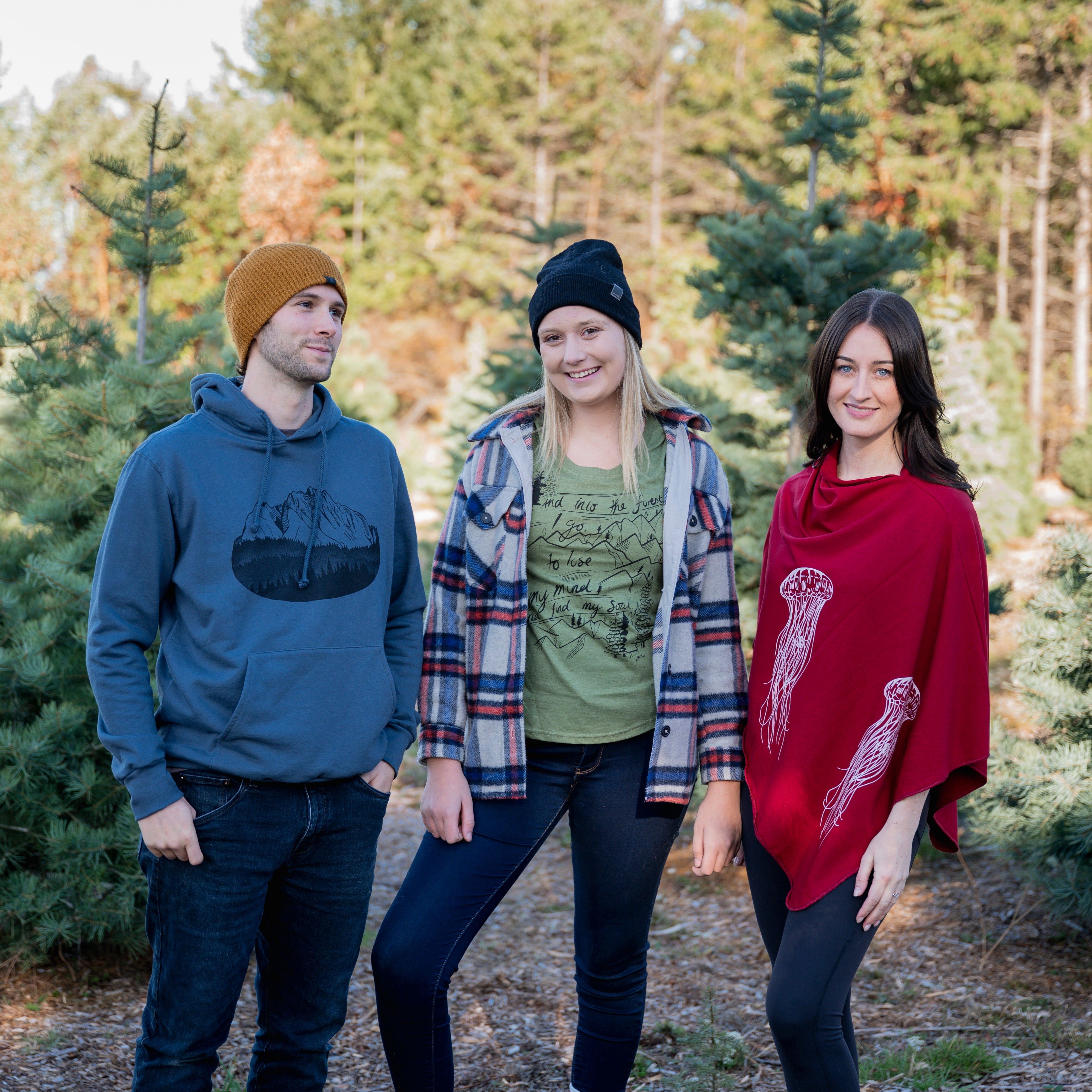 FLOATING ISLAND - Unisex Organic Cotton Hoodie Slate Blue group shot
