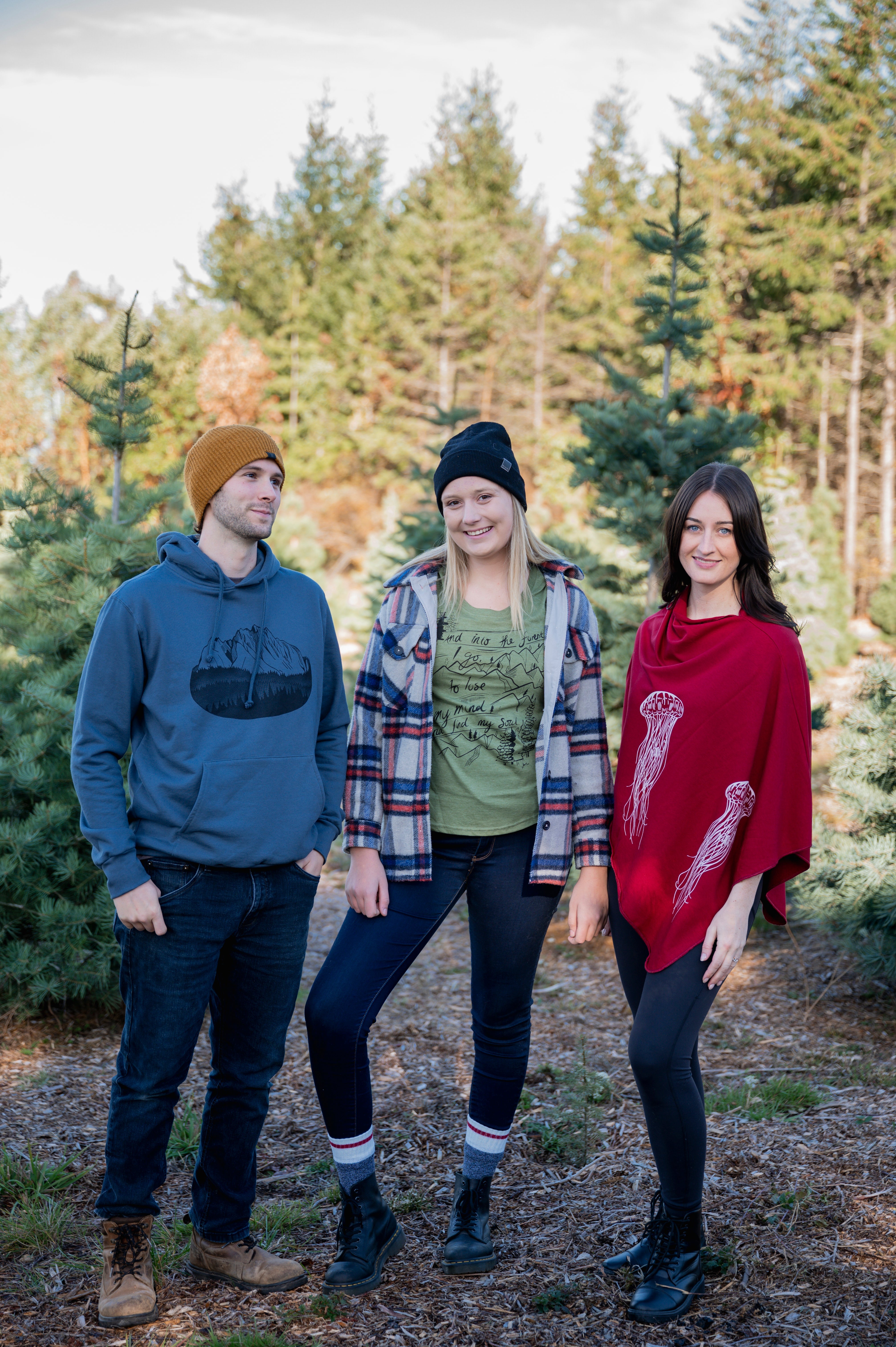 FLOATING ISLAND - Unisex Organic Cotton Hoodie Slate Blue group shot