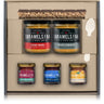 Five jars of Caramels FAA in a decorative box with a white background