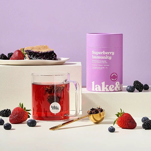 Lake and Oak Superberry Immunity canister tea cup