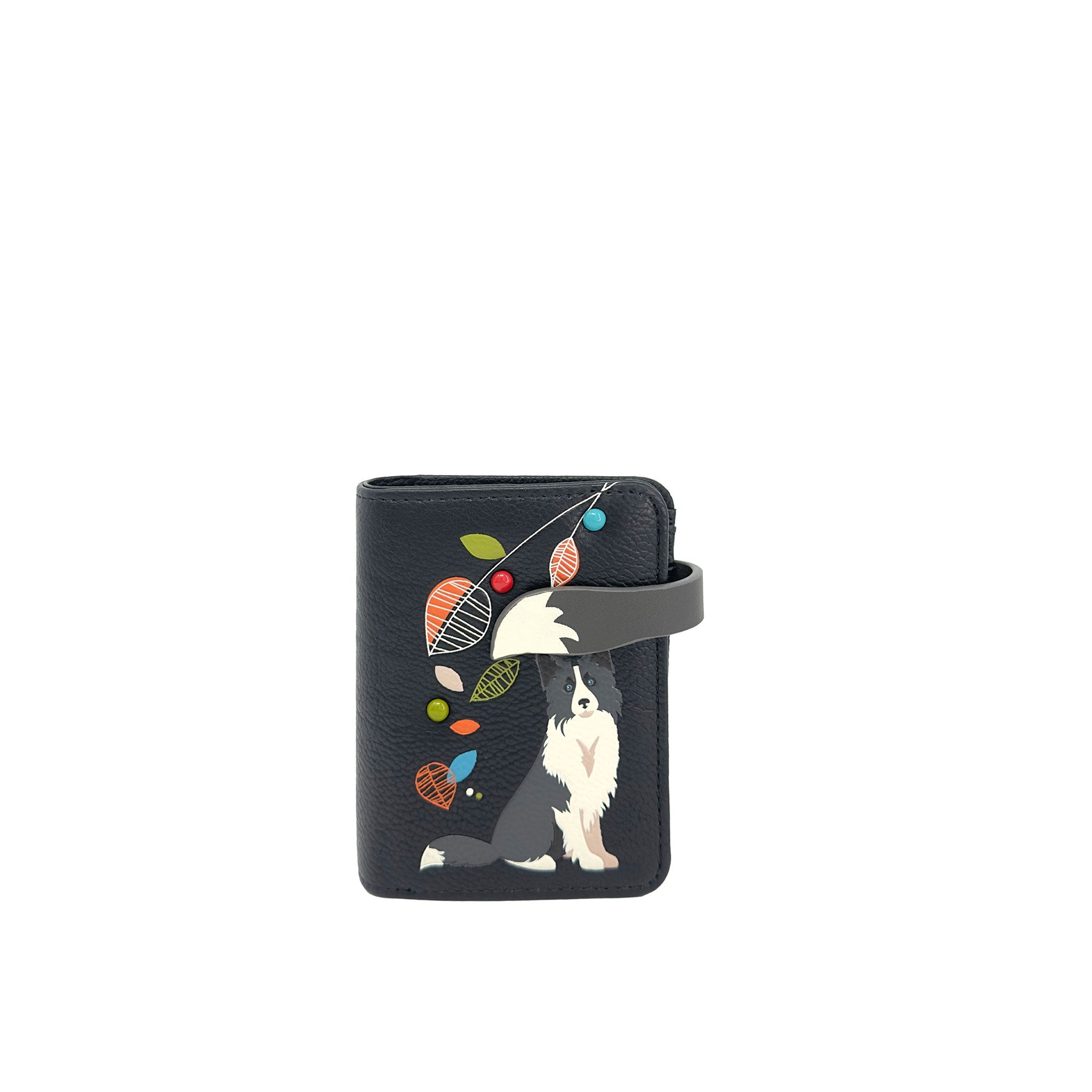 Espe Vegan Corp Black wallet with a dog design on a white background