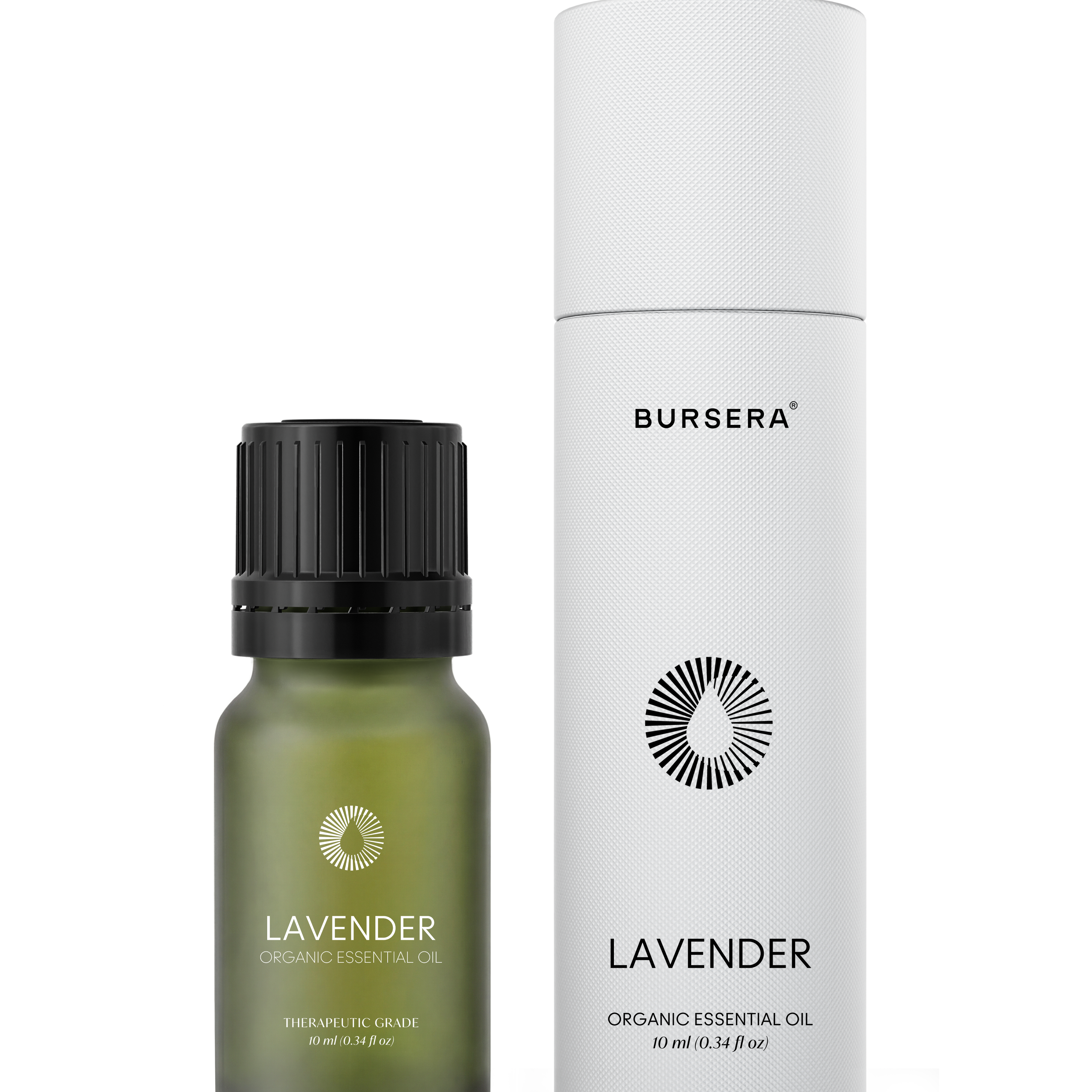 Bursera Palo Santo organic essential oil bottle and packaging on a white background