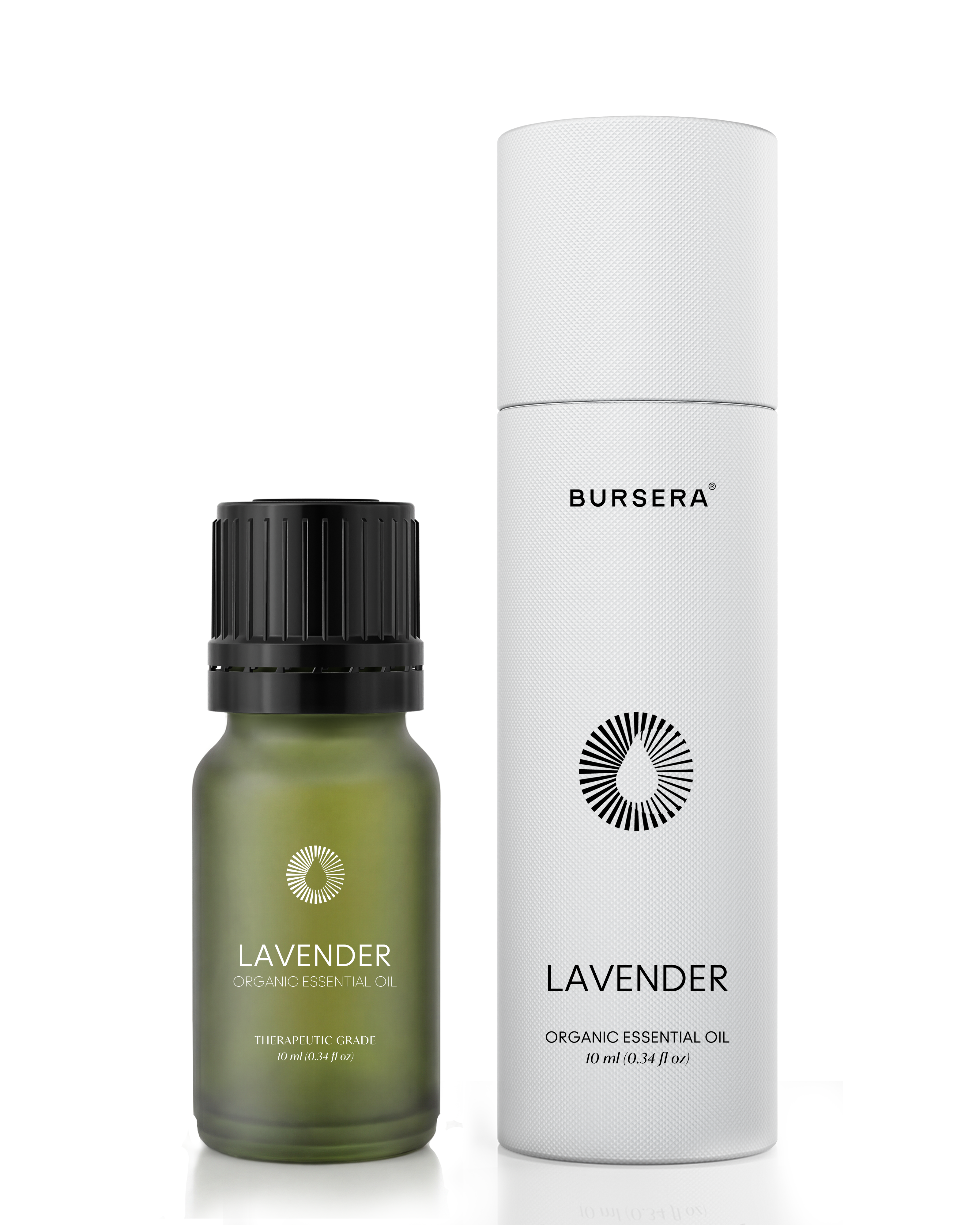 Bursera Palo Santo organic essential oil bottle and packaging on a white background