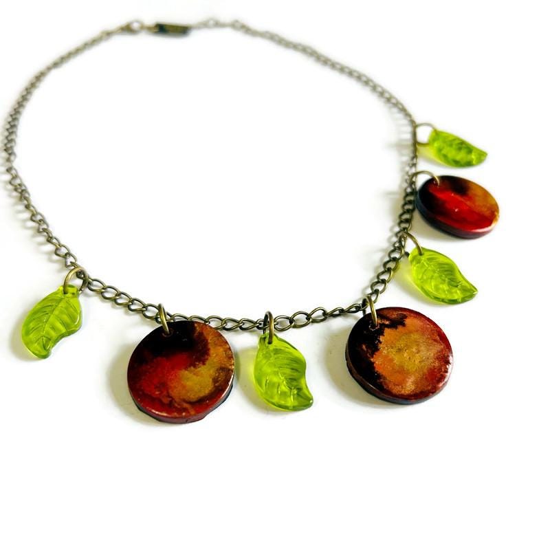 Handmade Autumn Leaf Charm Necklace Handmade Sassy Sacha 2Jewelry