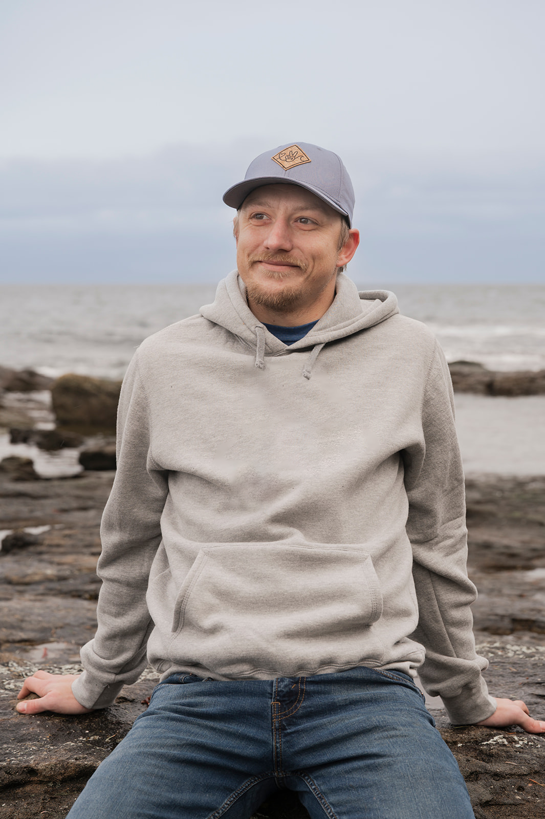 Unisex Eco Hoodie- Blank Apparel  - Heather Grey front Kindred Coast