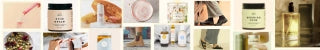 Collage of various skincare products including jars, bottles, and containers.