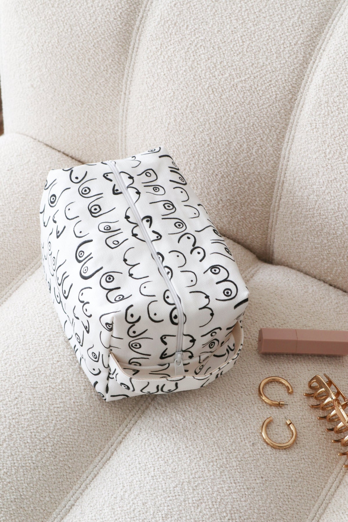 Woman Series Cotton Canvas Makeup Bag Handmade in Toronto by Freon Collective, the Woman Series makeup bag organizes cosmetics and travel essentials 3 sizes