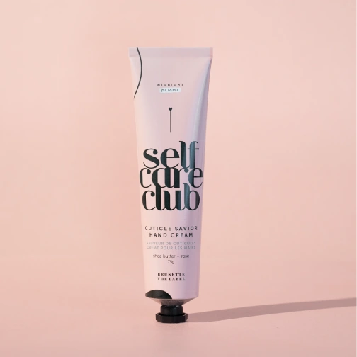 Midnight Paloma x Brunette the Label Cuticle Savior Hand Cream on a pink background