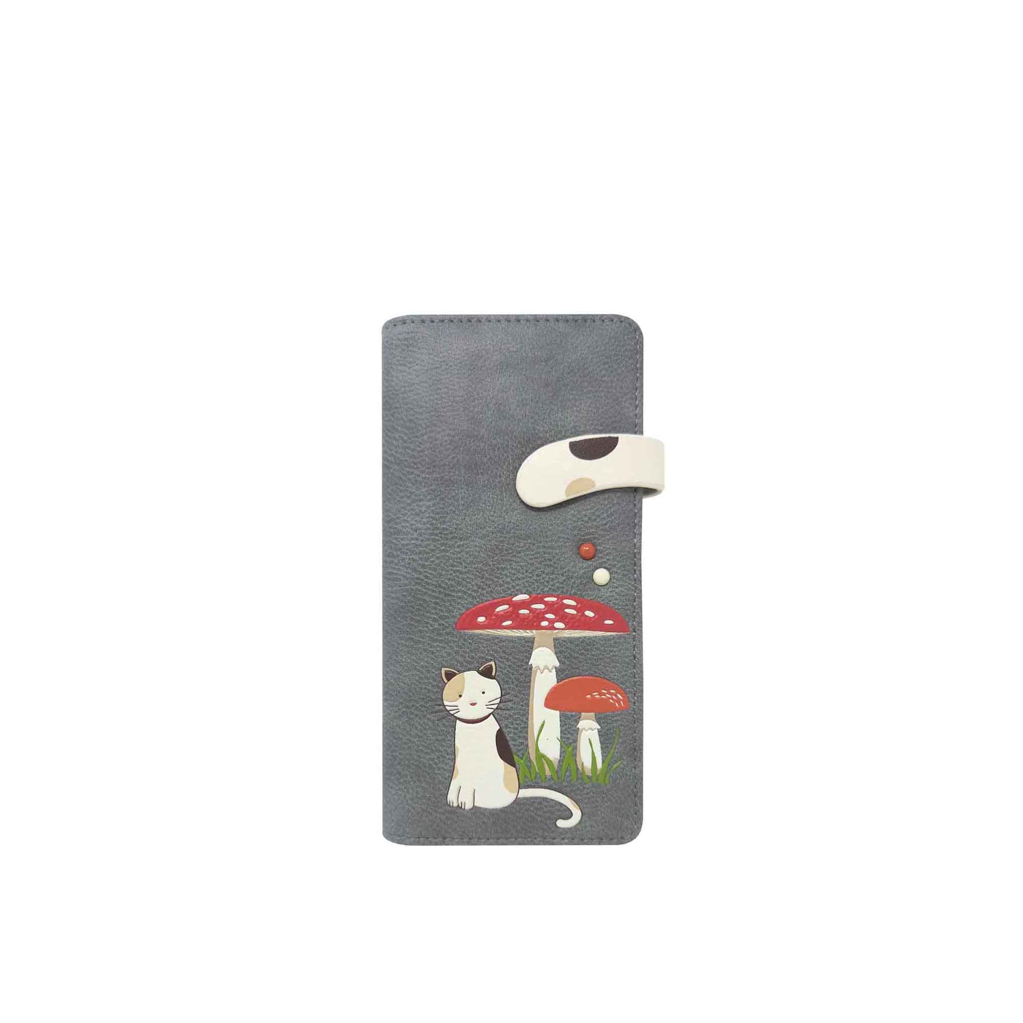 Espe Vegan Corp Phone case with a design of a cat under a red mushroom on a gray background