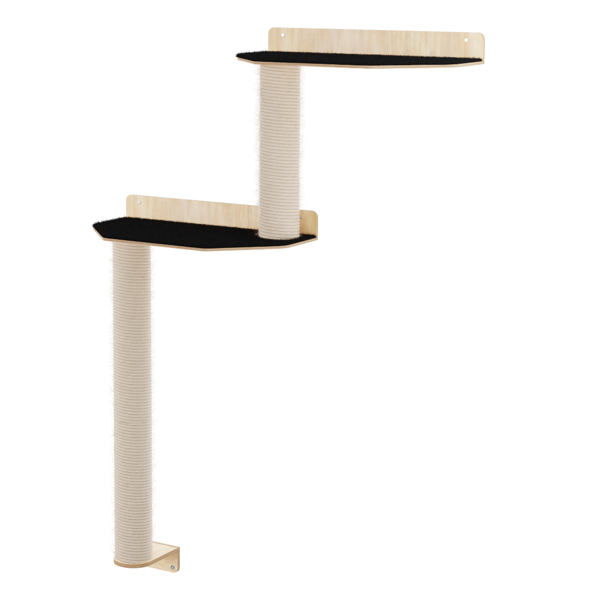Cat tree with multiple platforms on a white background