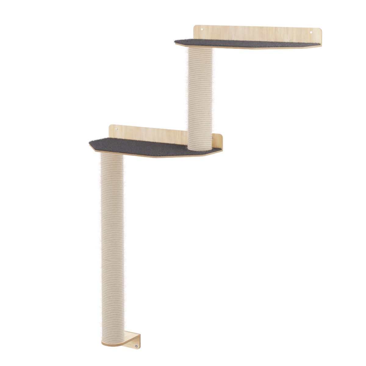 Cat tree with multiple platforms on a white background