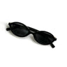 Oversized black framed black lenses sunglasses folded front view