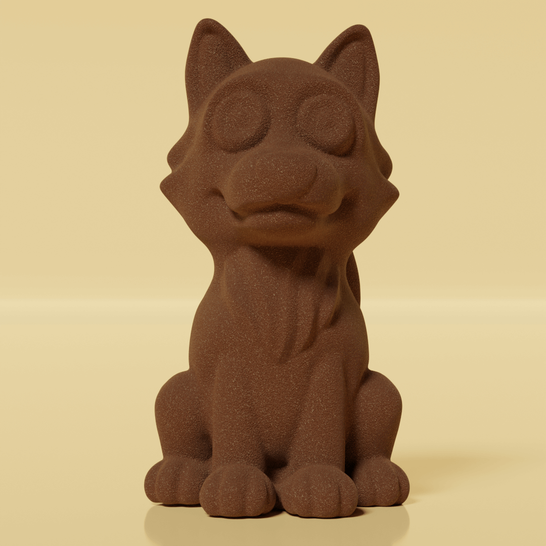Brown dog-shaped object on a beige background