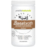  Prairie Naturals Grass Fed Bonebroth protein powder with a brown and white label featuring a cow illustration.