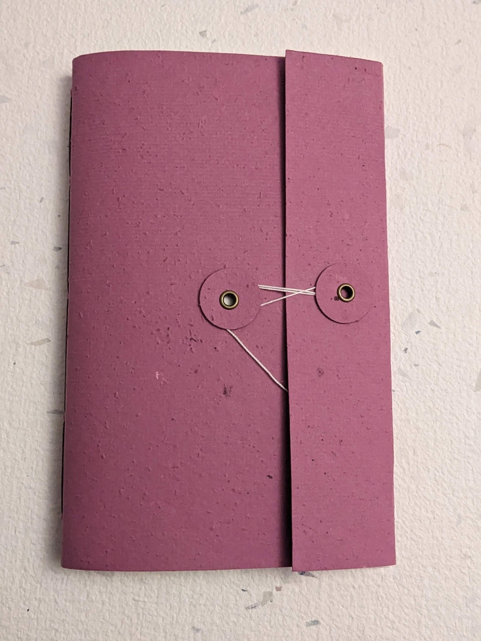Purple notebook with a button closure on a light grey background Creative Artifacts HQ plantable 