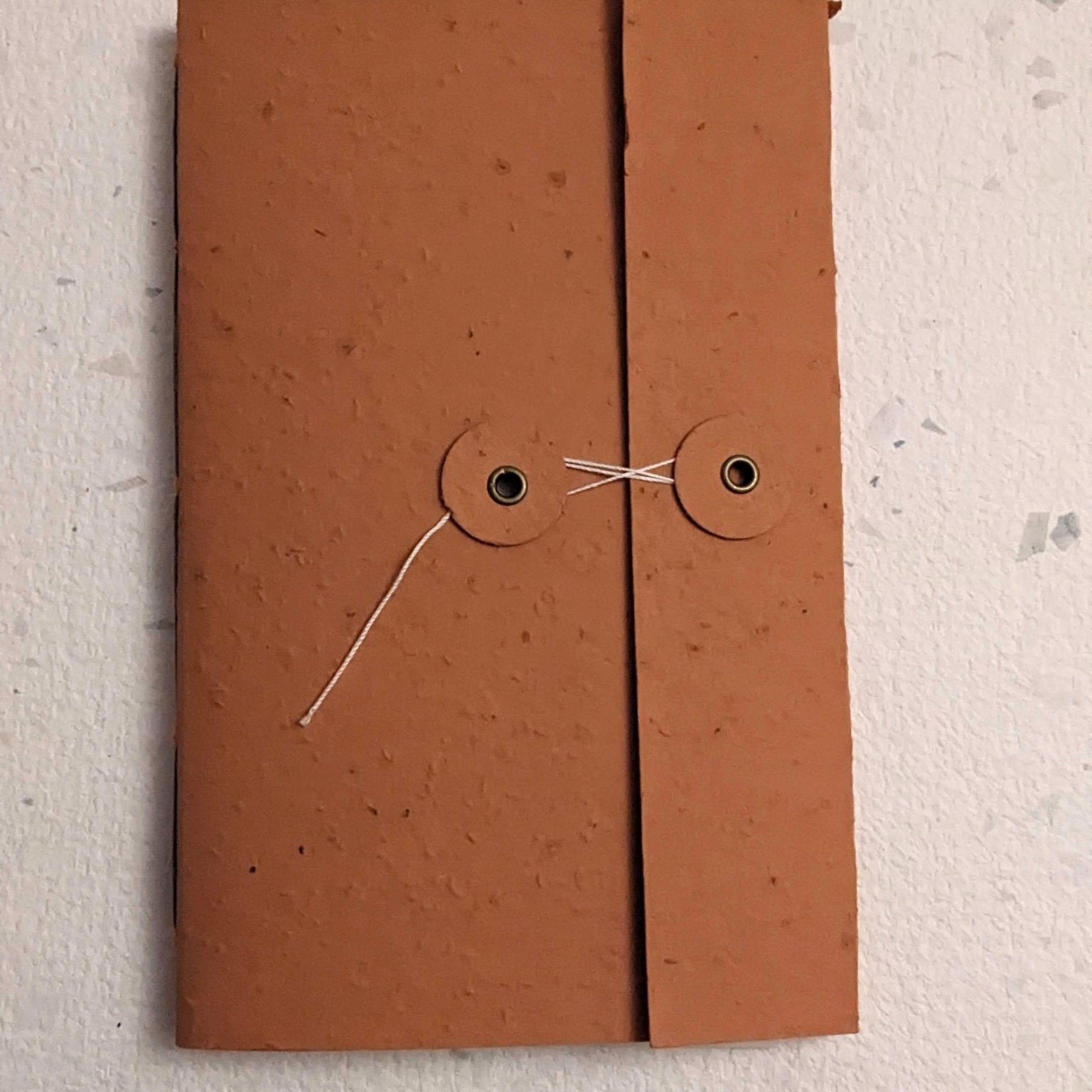 Brown leather wallet with a string on a light grey background Creative Artifacts HQ plantable 