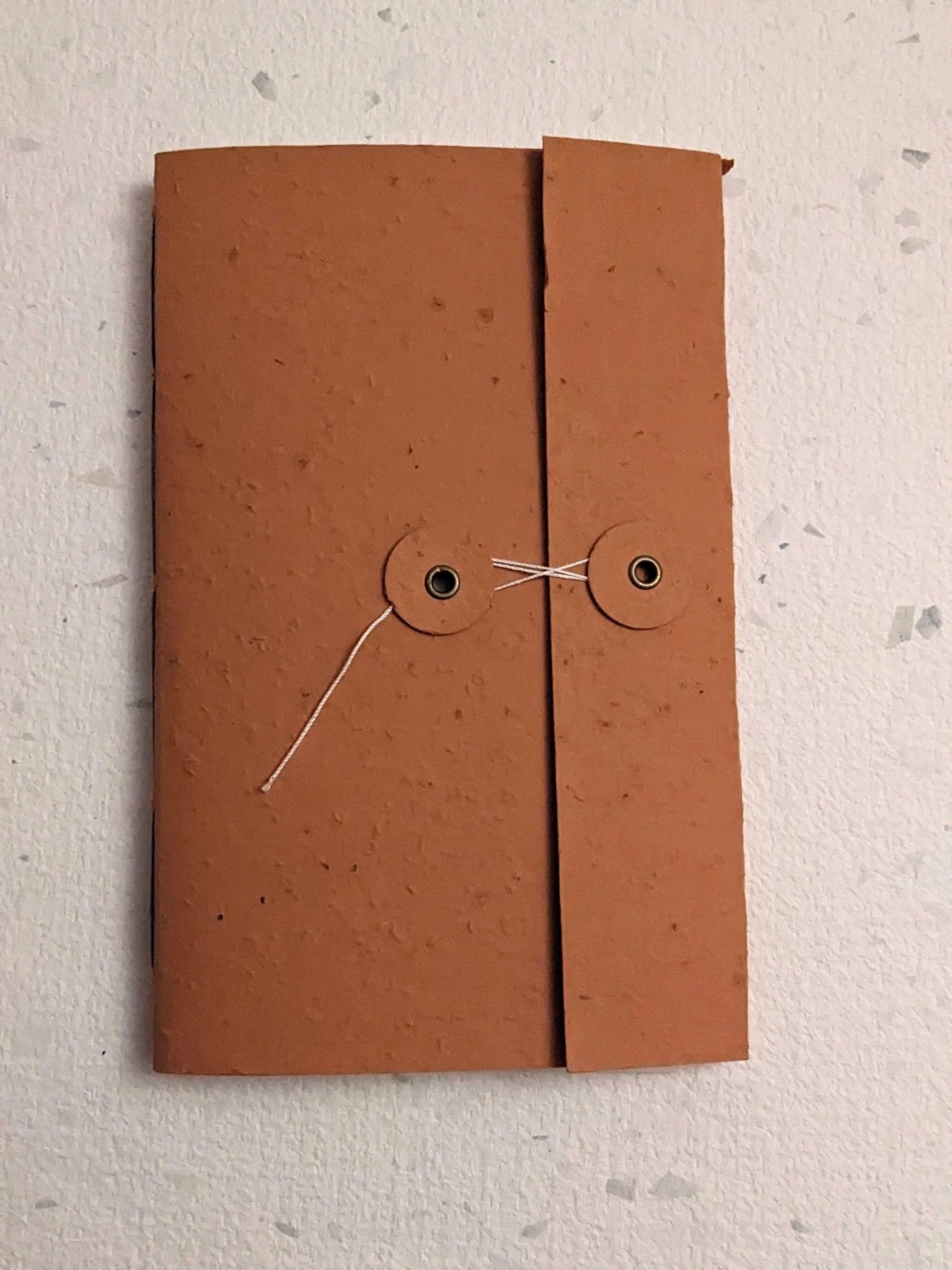 Brown leather wallet with a string on a light grey background Creative Artifacts HQ plantable 