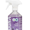 Purple spray bottle with white nozzle on a white background