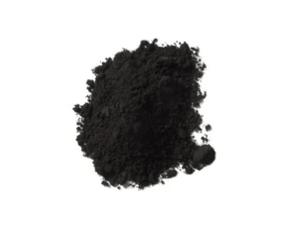 Black powder on a white background