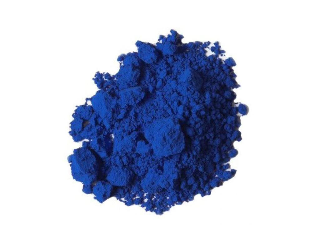 Blue powder on a white background