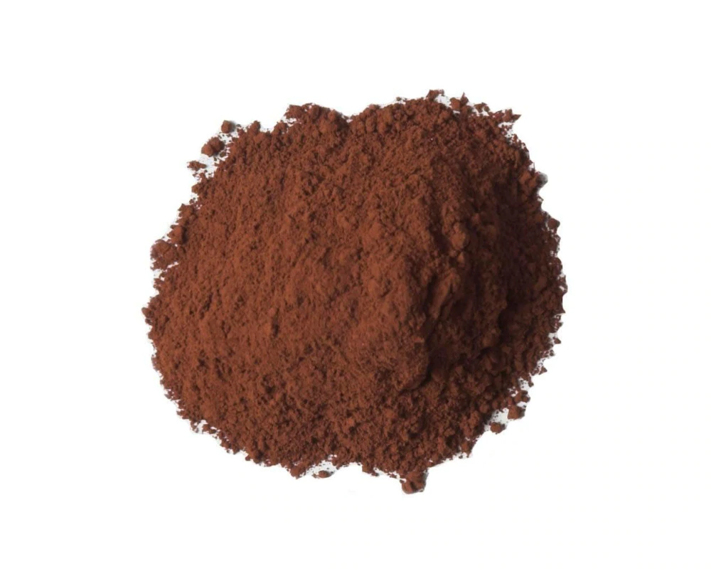 Cocoa powder on a white background