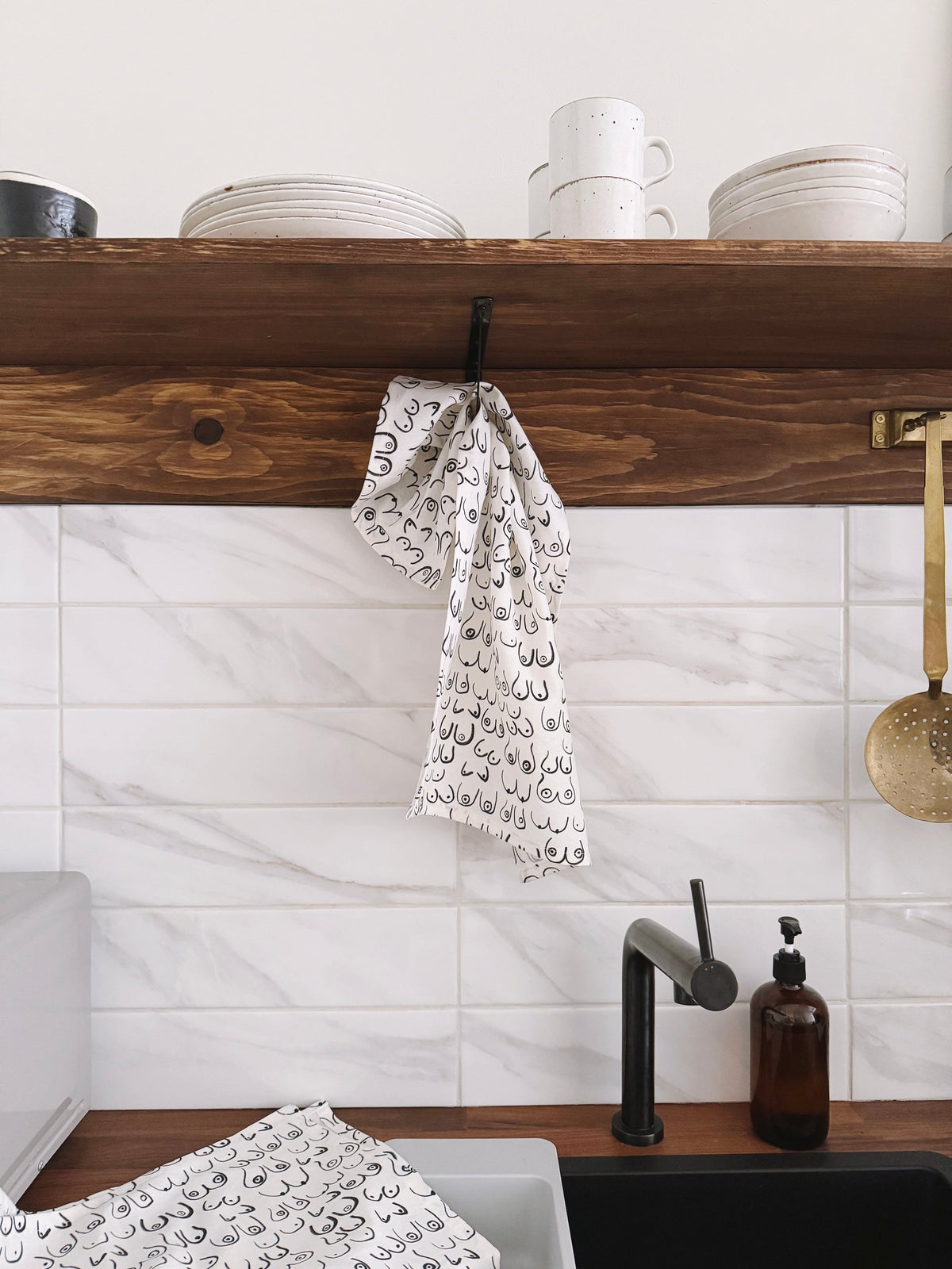 Woman Series Linen &amp; Cotton Tea Towel Handmade in Toronto by Freon Collective