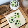 Reusable cottom make up pads olive pattern from Freon Collective