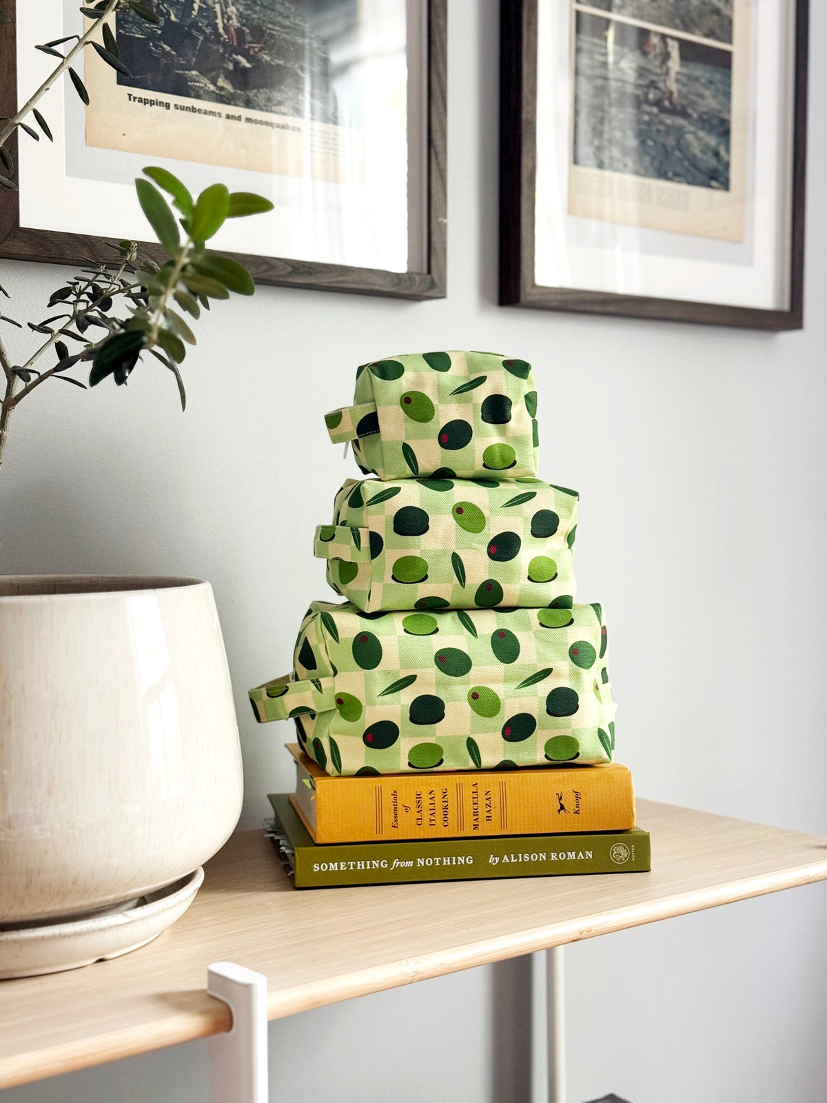 Makeup Bag three sizes – Olives Cotton Canvas | Freon Collective