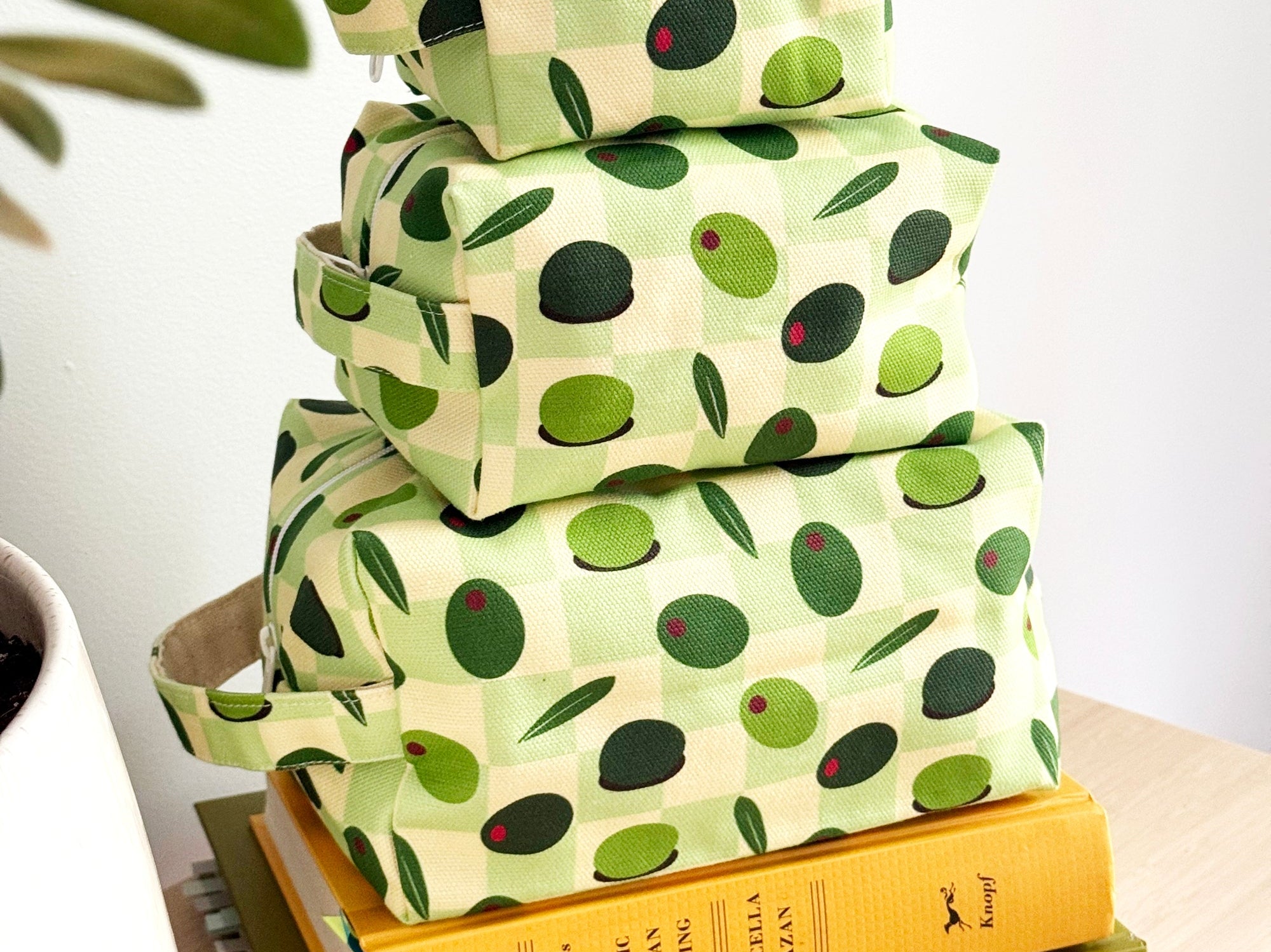 Makeup Bag three sizes – Olives Cotton Canvas | Freon Collective 2