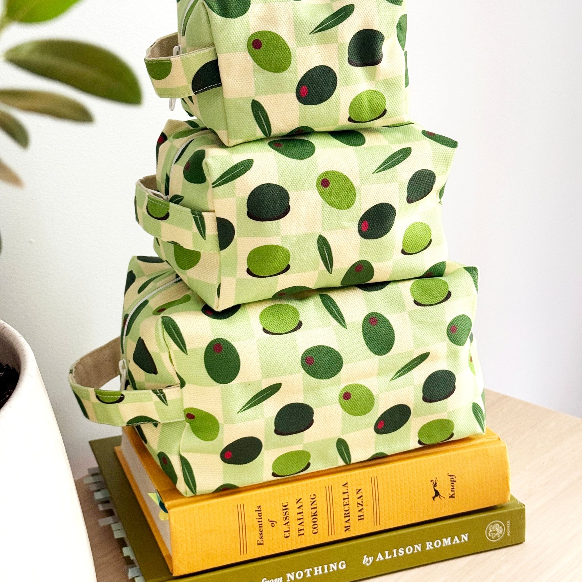 Makeup Bag three sizes – Olives Cotton Canvas | Freon Collective 2