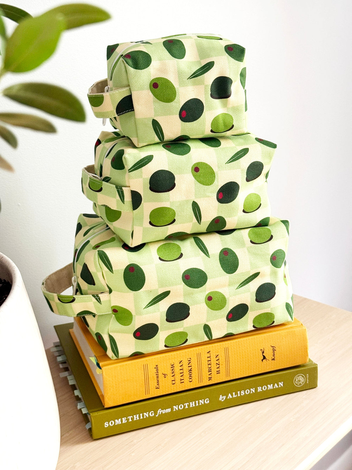 Makeup Bag three sizes – Olives Cotton Canvas | Freon Collective 2
