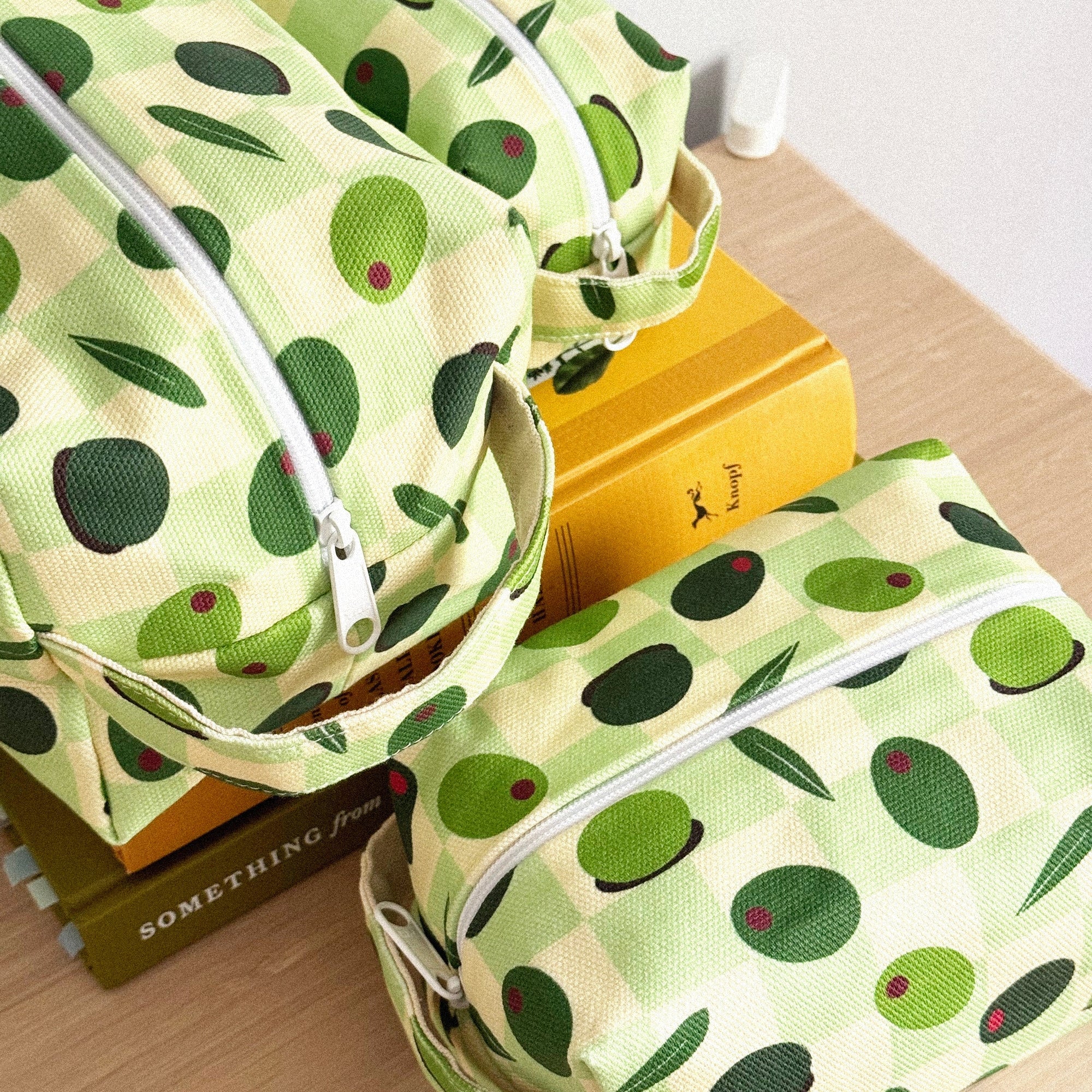 Makeup Bag three sizes – Olives Cotton Canvas | Freon Collective set
