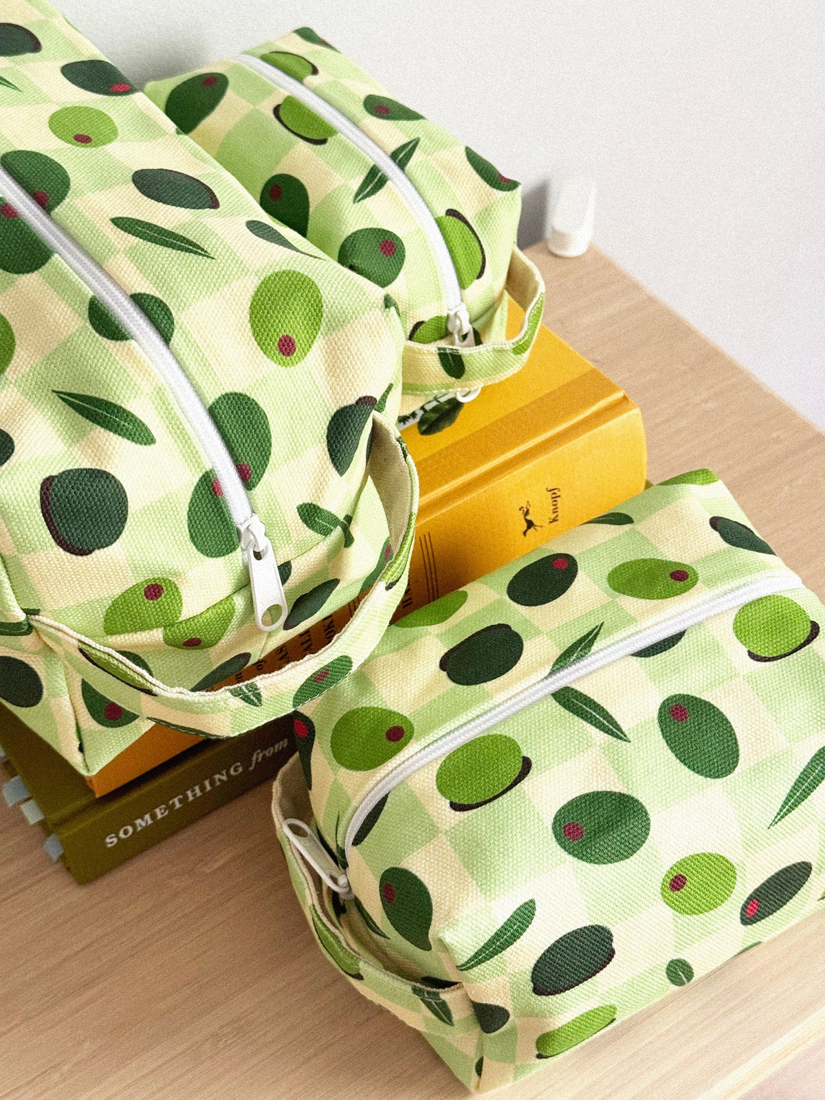 Makeup Bag three sizes – Olives Cotton Canvas | Freon Collective set