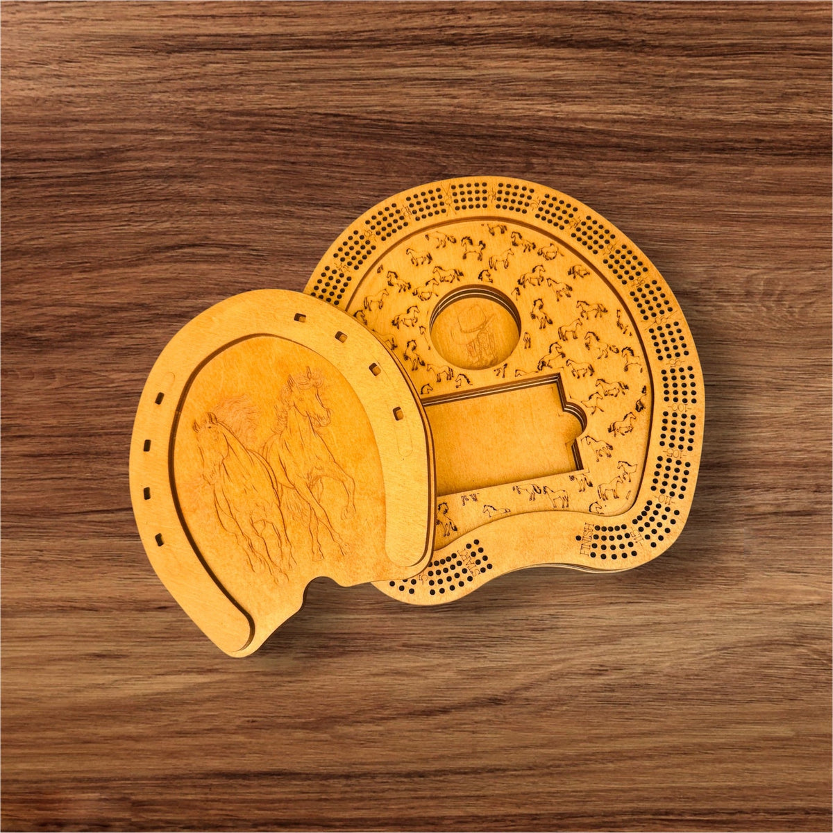 Two wooden cuneiform tablets on a wooden surface