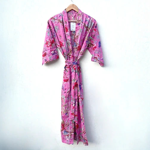 Pink bathrobe print hanging