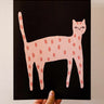 Mimi & August Playful Cat Art Print — pink polka dot cat illustration, 8×10", Montreal-made